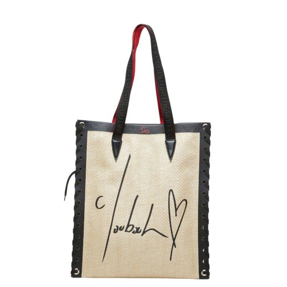 Christian Louboutin CABALACE Leather Raffia Tote Bag